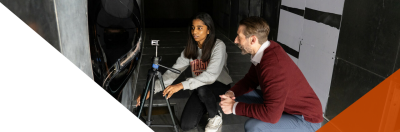 Student and professor in the Stability Wind Tunnel