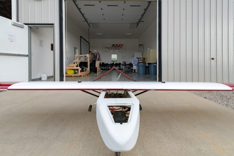 An eSPAARO UAS on display in front of the KEAS hangar.