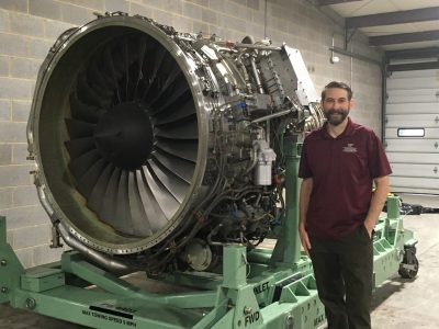 Professor K. Todd Lowe with the PW6000 upon its arrival at the Advanced Engineering Design Lab.